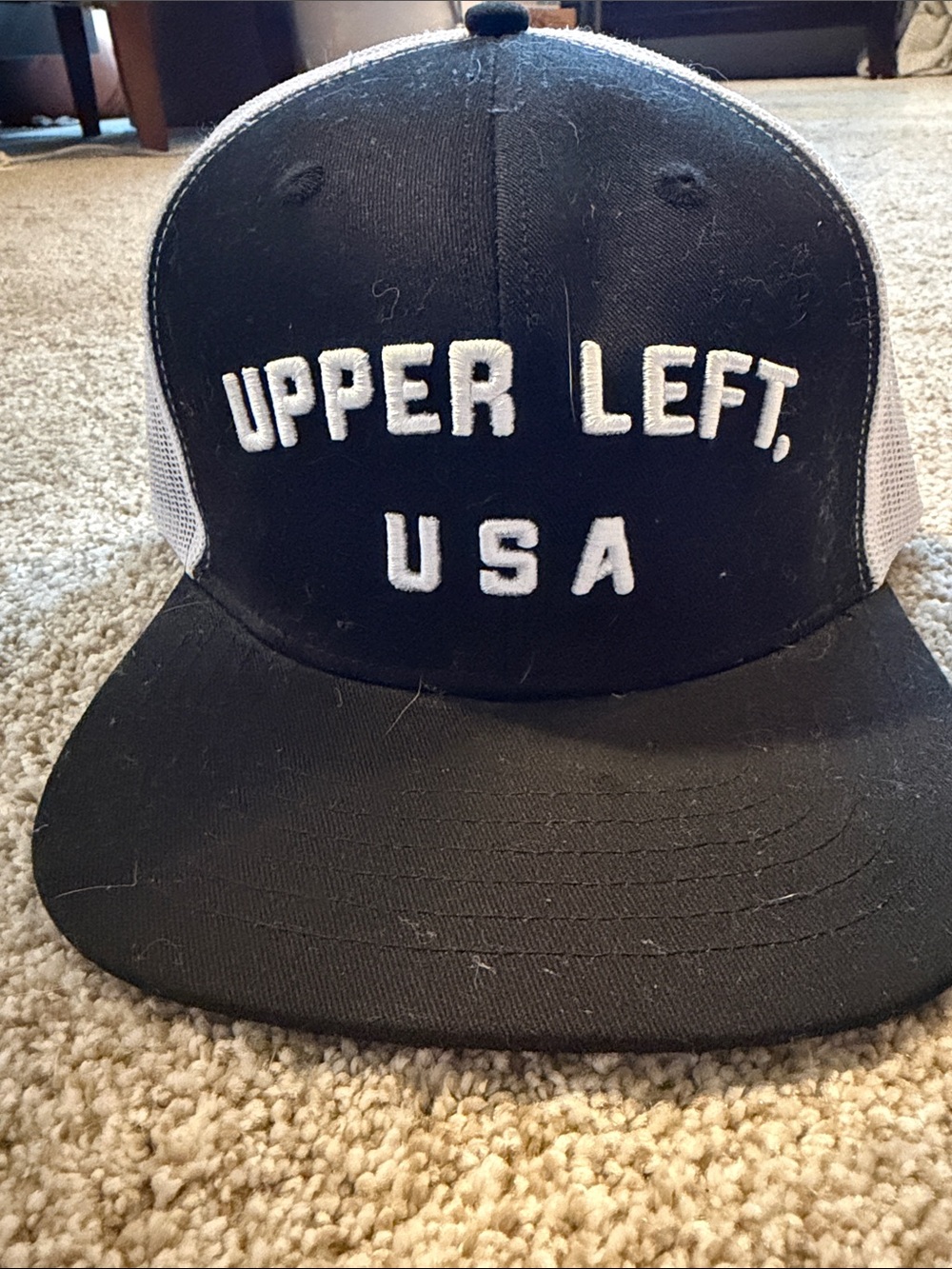 Upper Left USA Black & White Trucker Hat